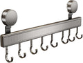 Kitchen Utensil Hooks with Suction Cup, Removable, Aluminum, 40 cm, 8 Hooks, No-Drill, Waterproof, 20 kg Capacity