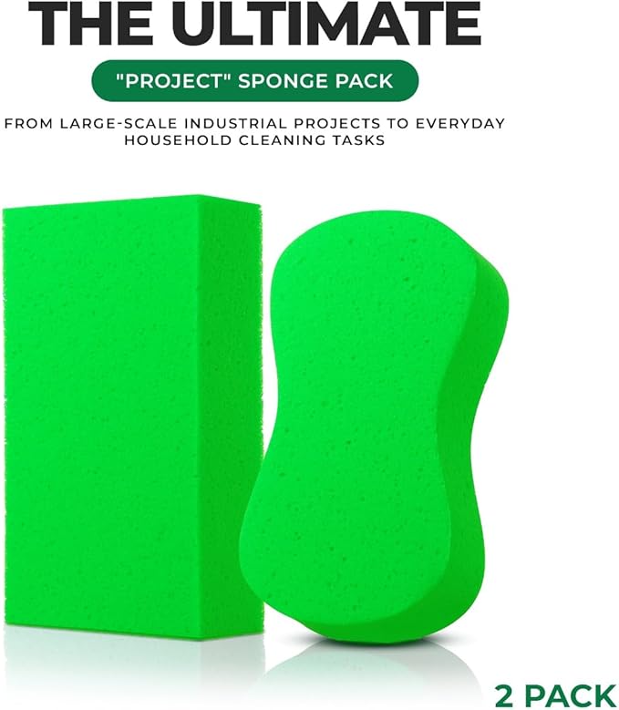 Multi-Purpose Sponges for Cleaning - Lime Green Sponge 10 Pack, Large Sponges for Car Washing, Tile & Grout, Bulk Pack Sponge