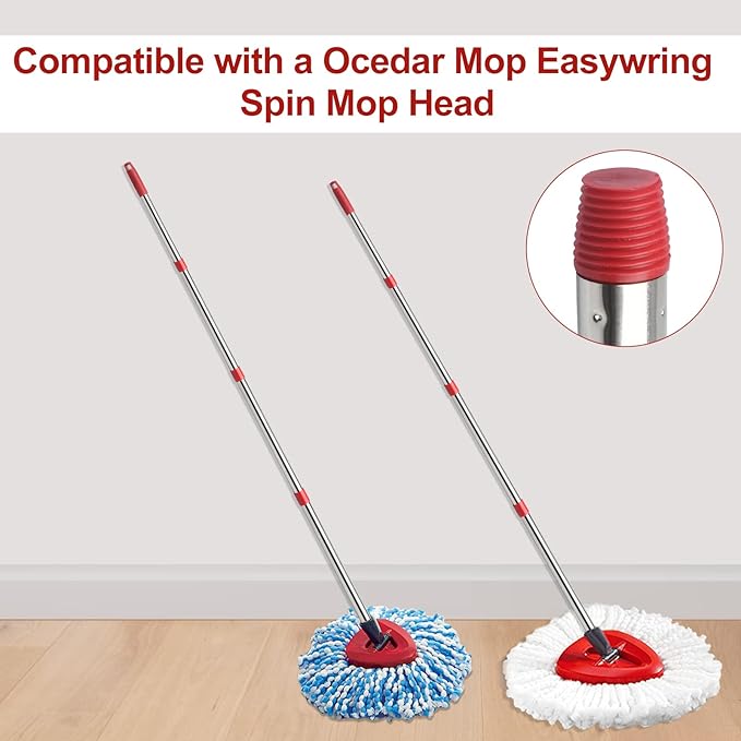 4-Section Spin Mop Replacement Handle, Mop Handle Compatible with Ocedar Spin Mop, 2.5-to-5 Foot Easy Cleaning Floor Mop Stick for Floor Cleaning (Germany Screw)