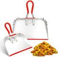 2 Pack Metal Dust Pan 17" and 12", Aluminum Heavy Duty Dust Pans with Non-Slip Rubber Handle, Large and Small Dustpan Set, Lightweight for Sweeping, Garage, Leaf, Household & Outdoor Cleaning