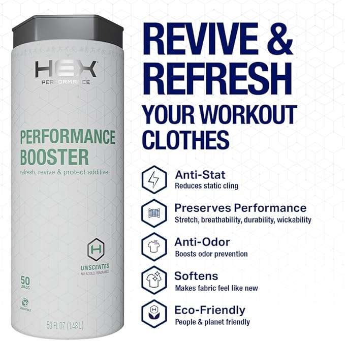 HEX Performance Fabric Booster, Unscented, 100 Load (Pack of 2) - Safe for Activewear, Made for Sensitive Skin, Eco-Friendly