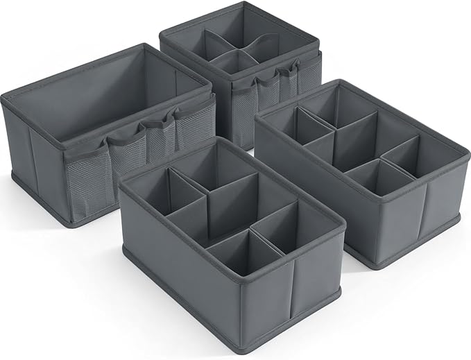 VERONLY Cosmetic Storage Bins Makeup Organizer, Adjustable Multifunction Storage Box Desk Drawer Divider for Makeup Brushes, Bathroom Countertop or Dresser, Set of 4