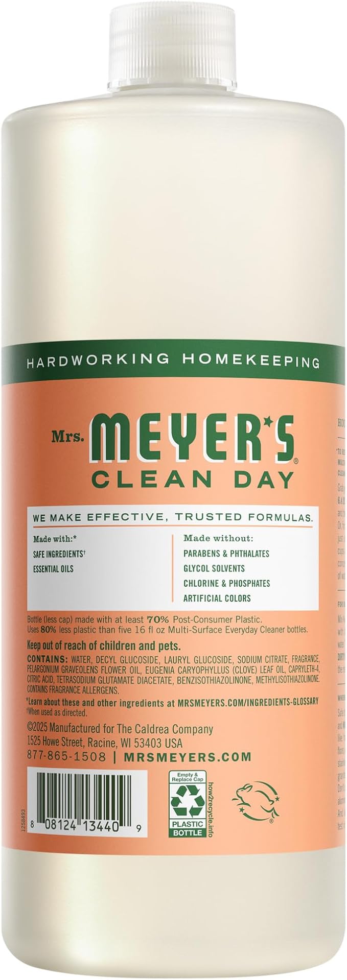 MRS. MEYER'S CLEAN DAY Multi-Surface Everyday Concentrate, Geranium Scent, 32 Fl Oz Bottle