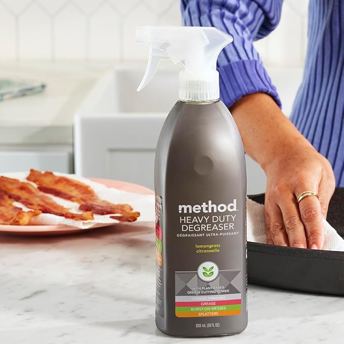 Method Heavy Duty Degreaser, Lemongrass Scent, Oven Cleaner & Stove Top Cleaner, 28 Oz Spray Bottles (Pack of 24)