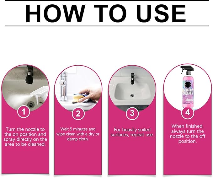 Gefanly Bathroom Cleaner, Gefanly Powerful Pink Bathroom Cleaner Spray, Heavy Duty All Purpose Bathrooms Descaler Foam Cleaners, Gentle Formula, for Tub Floor Tile,Showers,Bathtubs, Glass Surfaces