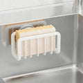 TAILI Sponge Holder for Kitchen Sink with Strong Suction Cup, Rustproof Aluminum Sink Caddy for Sponges, Removable Sponge Holder, Dish Brush for Scraper - White