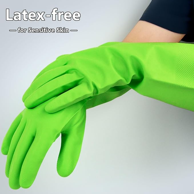 Cleanbear Reusable Dish Washing Rubber Glove Set of 3, Household Cleaning Gloves for Washing