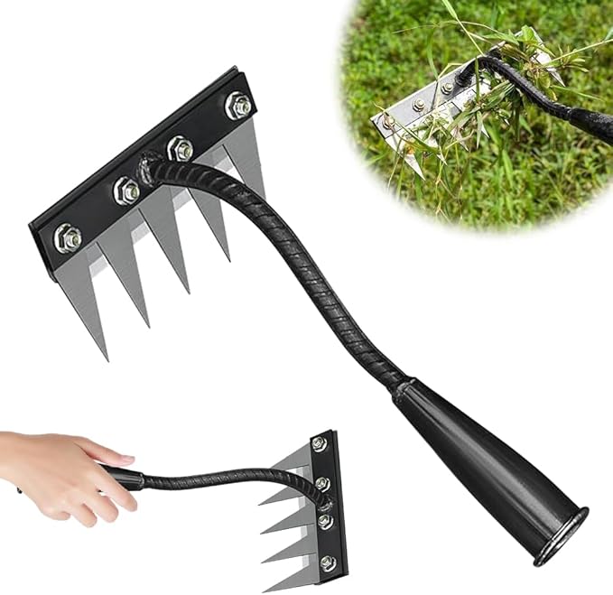 Detachable Gardening Hand Weeder Tool, Manual Weeder Claw Remover, Weed Puller Rake, Detachable Garden Hand Weeder Tool, Effective Uprooting for Lawn Garden Yard Vegetable Backyard Farm (7 Tines)