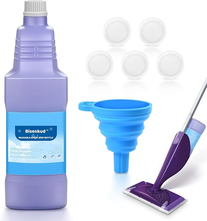 Refillable Bottle for Swiffer® Wet Jet™ Mop - 1250ml /42.3 FL OZ - Leak-Proof HDPE Solution Bottle, Empty，Not for Power mop
