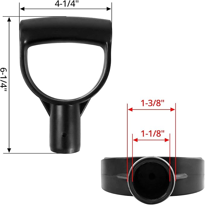 QWORK Shovel Grip Handle, 1-1/8" Inside Diameter PVC D-Shaped Grip Shovel Handle Replacement for Digging Raking Tools