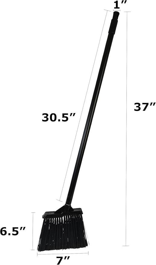 Janico 4051 Bristles Lobby Angle Broom, Flagged Bristles, Metal Handle,Black