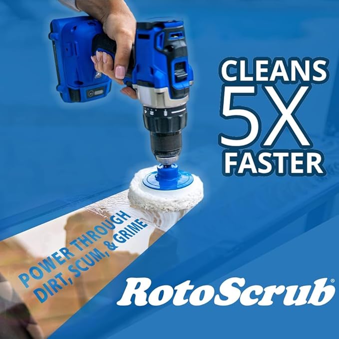 RotoScrub 7 Pack Drill Brush Set for Deep Cleaning, Scratch Resistant, Bathroom, Oven, Countertops, Sinks, Soap Scum, Tile, Boats, Patio Furniture & More