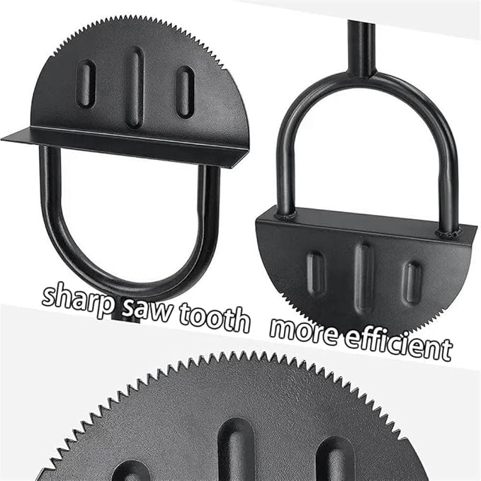 Saw Tooth Edger Lawn Tool with T Grip Handle，Half Moon Shape，Sharp Saw-Tooth，Tool with T Grip Handle, Hand Edging Tools for Landscaping, Garden, Flower Beds, Borders, Sidewalk, Turf, Yard (C)