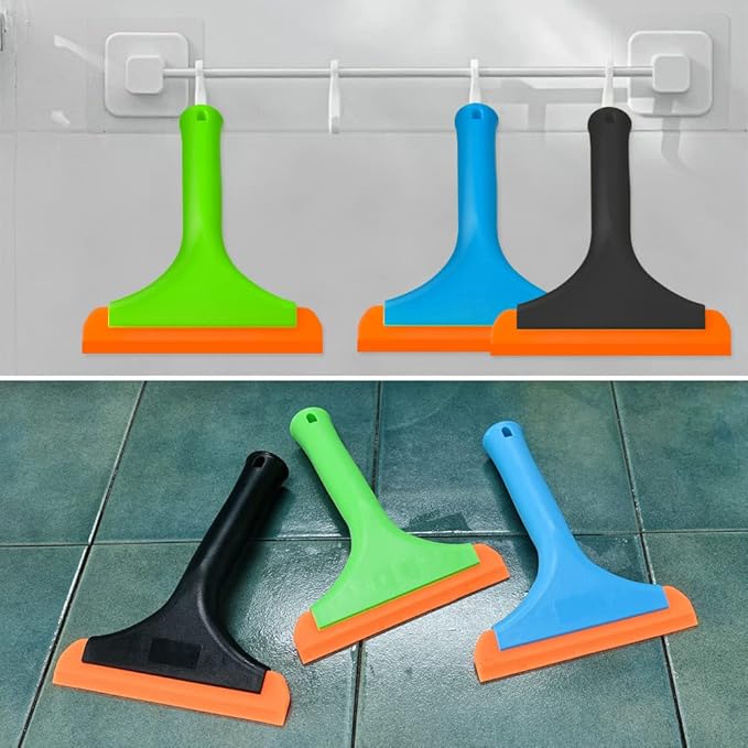 3 Pcs Flexible Silicone Squeegee, FineGood 5.9” Blade Window Squeegee Shower Squeegee for Glass Doors, Car Windshield, Mirror, Window
