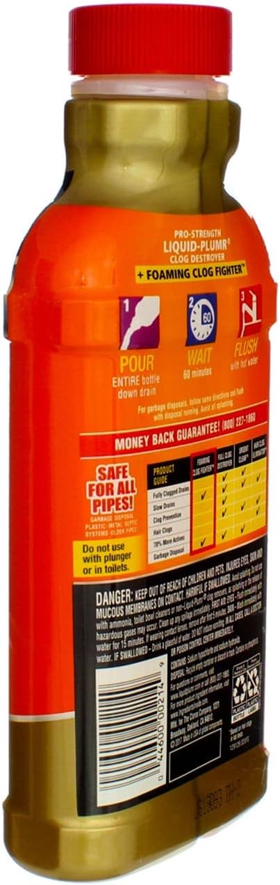 Liquid Plumber Clog Destroyer with Foaming Clog Fighter - 17 Ounces