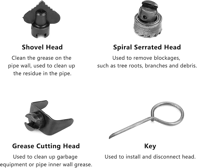 Watris Veiyi Drain Cleaner Combination Cutter Head Set, 7 PCS 16mm Manganese Steel Pipe Dredge Cutter Heads for Pipeline Dredging Machine