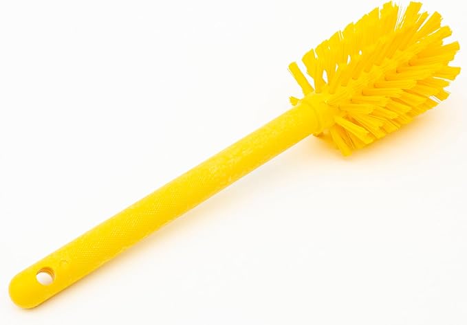 SPARTA 12 Inch Bottle Brush with Polyester Bristles and Plastic Handle, Color Coded, Large Round Head Cleaner for Bottles Jars and Food Service Equipment, Yellow