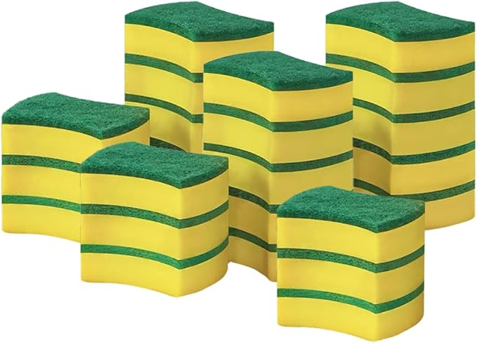 24 Pack Kitchen Cleaning Sponges Heavy Duty Scrub Sponges for Grease & Stains, High-Density Durable Dishwashing Scrubber Pads, Non-Scratch Sponge for Dishes/Countertops/Utensils