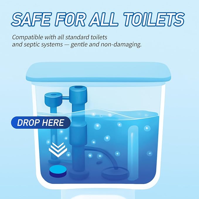 Toilet Bowl Cleaner Tablets 40 Pack, Long-Lasting Drop-in Tank Tablets with Sustained-Release Technology, Fight Tough Stains & Odors, Household & Commercial Use, Compatible with Most Toilets-CleanA