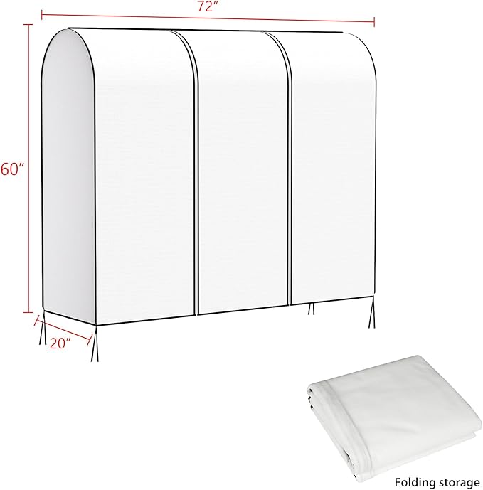 Zilink 72" Garment Rack Cover Dustproof Breathable Clothes Rack Cover Large Garment Bags Protector Cothing Rack with Cover with 2 Durable Zippers for Garment Rack, WHite, (Rack Not Included)