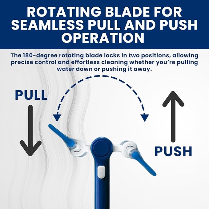 Extendable Shower Squeegee with 180-Degree Rotating Blade for Push/Pull Use – Ergonomic Cleaning Tool for Showers, Glass Doors, and Windows – 16'' to 28'' Handle for Strain-Free Cleaning
