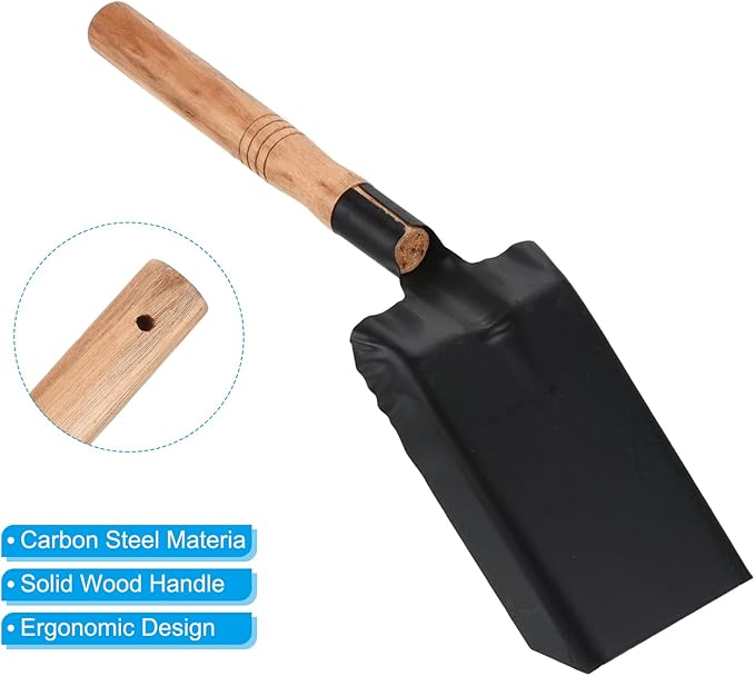 PATIKIL 14" Square Point Shovel, Square Digging Shovel Carbon Steel Flat Head Garden Shovel with Short Hardwood Handle, Black Yellow