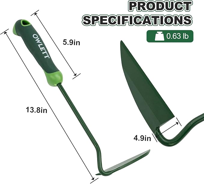 Japanese Weeding Sickle, Garden Hand Hoe Sickle Hoe with Ergonomic Rubber Handle, High-Hardness Carbon Steel Manual Weeder Tool for Weeding Cultivating Trenching Soil Loosening