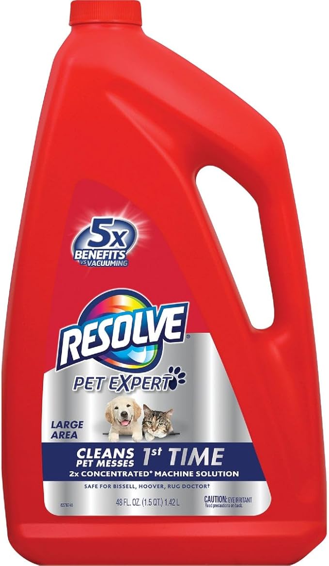 Resolve Pet Carpet Steam Cleaner Solution, 288 fl oz (6 Bottles x 48 oz), 2X Concentrate (Pack of 6)