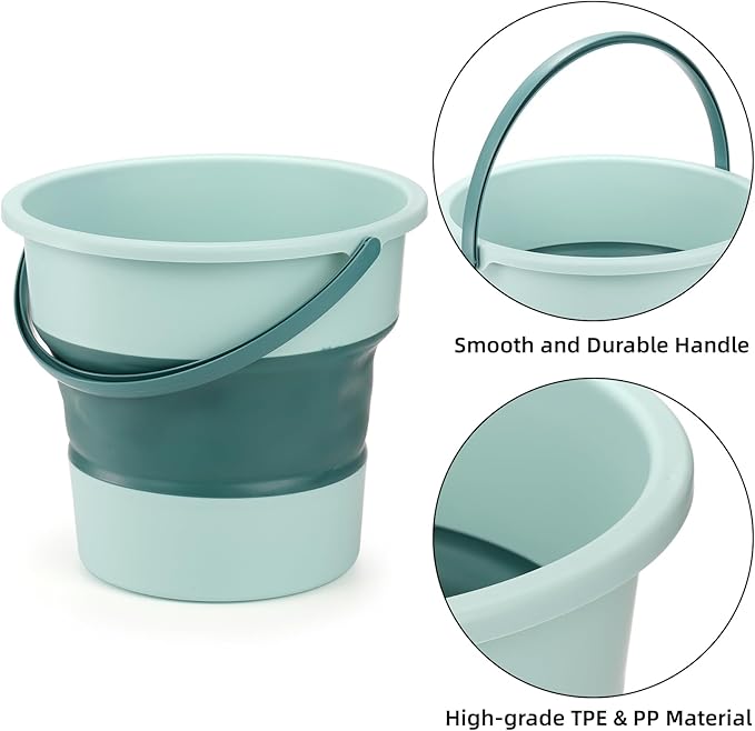 3 Pack 2.6 Gallon Collapsible Plastic Bucket, 10L Foldable Round Tub with Handle, Folding Portable Fishing Water Pail, Space Saving Outdoor Waterpot for Garden Camping Car Mop Cleaning Beach