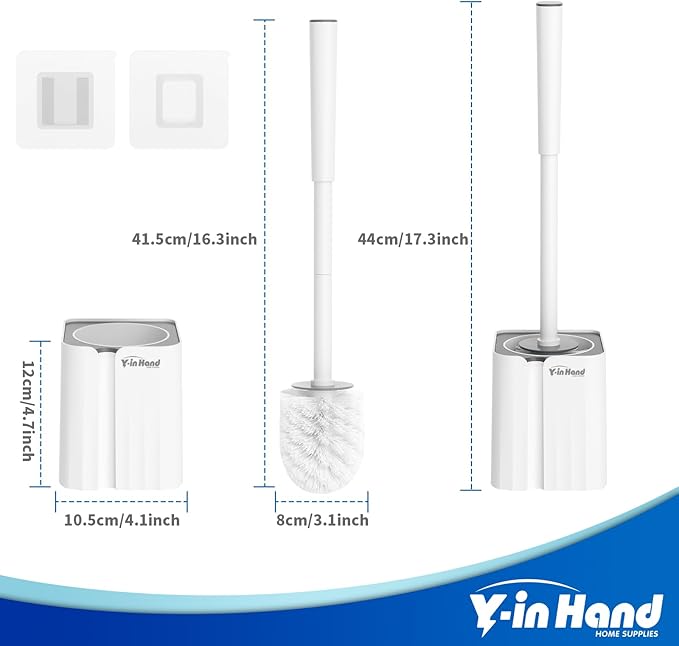 Toilet Bowl Brush and Holder Set, Compact Toilet Scrubber Brush for RV and Bathroom Cleaning, Durable Classic 360°PP Bristle, Drip-Proof, Wall Mountable.（White）