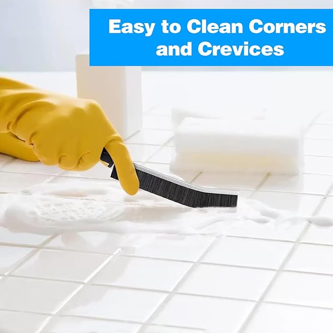 Multi-Purpose Hard Bristle Brush Set, Crevice Cleaning Brush Kit for Deep Cleaning Kitchen, Bathroom, Grout, Sink, Cup, Teapot, Bottle, Blender, Corners, Tight Spaces, 9 Pack