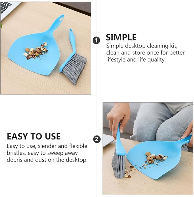 GLEAVI Mini Broom and Dustpan Set, Compact Household Pet Cleaning Tool, Desktop Sweeping Accessory for Home and Office, Portable Handheld Cleaning Supplies