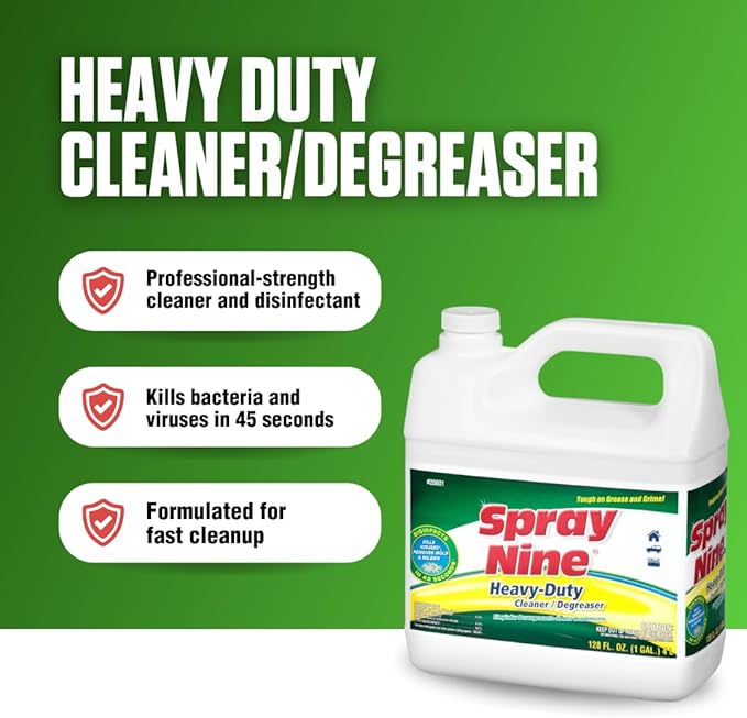 Spray Nine 26801-4PK Heavy Duty Cleaner, Degreaser & Disinfectant for Home, Yard Equipment, Automotive & More - Refill for Spray Bottle 1 Gallon (Pack of 4)