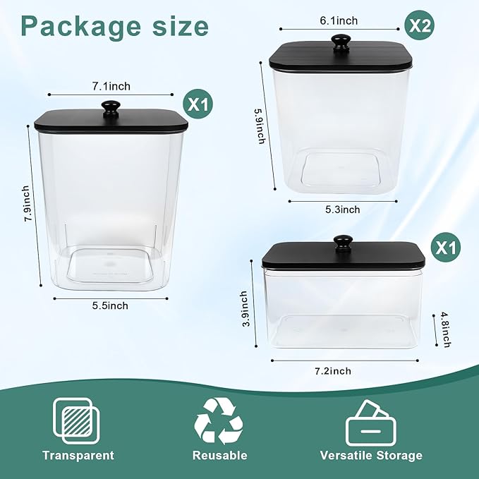 POLRAI 4 Pack Laundry Pod Containers and Dryer Sheet Holder Clear Jars with Bamboo Lids and Labels Laundry Room Organization Containers for Scent Booster Powder Detergent Pods Storage