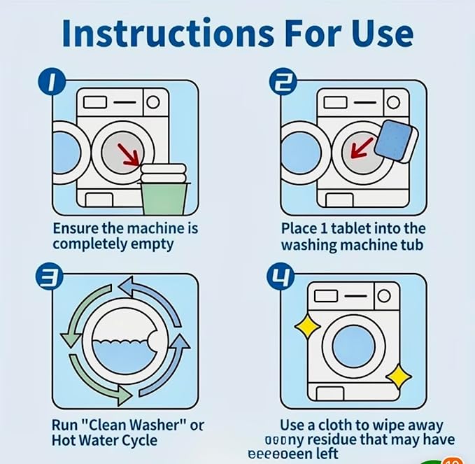QYQOST Washing Machine Cleaner Tablets, Deep Cleaning Descaler for Front Loader and Top Load Washer, 1 Year Supply
