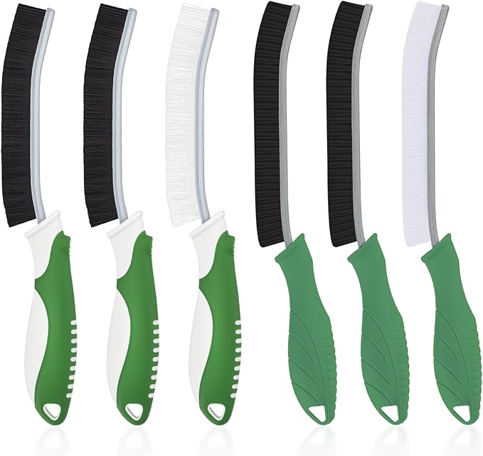 Cleaning Brush-Hard Crevice Cleaning Brushes, Multifunctional Window Groove Brushes, Grout Brush, Cleaning Tool for Bathroom, Kitchen, Toilet, Tile, Sink, Home (6, Green)