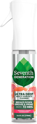 Seventh Generation Ultra Deep Probiotic Multi Surface Cleaner, 9.4 Fl Oz, Grapefruit & Orange, 80% USDA Biobased All Purpose Cleaning Spray, Breaks Down Tough Grease & Grime, Safe for Kids & Pets