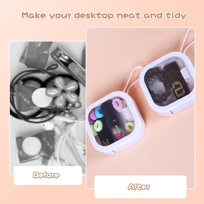 Hair Tie Organizer, Small Portable Hair Accessories Storage Can Be Stackable Or Hung On The Wall, Small Items Holder Hair Tie Organizer for Jewelry Hair Stuff Hair Clip Cotton Swab