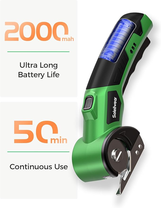 Cardboard Cutter, Rechargeable Cordless Electric Scissors, 4V Upgrade Motor Electric Box Cutter with 2 Blades, Safety Lock & LED Light, Powerful Cutting for Cardboard Box, Plastic, Leather