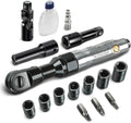 DNA MOTORING 17 Pcs 1/2-Inch Air Ratchet Wrench Set 50 FT.-LB / 69 N.M Electric Ratchet Wrench Set for Repairs, Machinery Maintenance Assembly, W/Case, Sliver/Black, TOOLS-00529