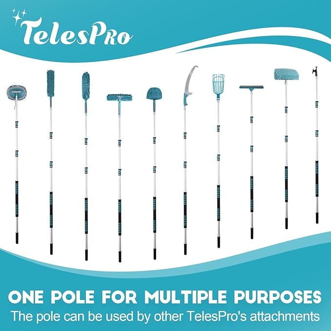 20 Feet High Reach Cobweb Duster with 5-12Ft Extension Pole, Webster Cobweb Duster with 3-Stage Telescopic Aluminum Pole, Spider Web Brush for Outdoor & Indoor Cleaning - Soft Bristles.