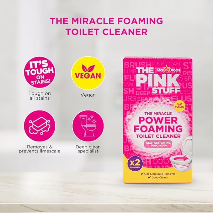 Stardrops The Pink Stuff Miracle Power Foaming Toilet Cleaner – Self-Activating Formula for Deep Cleaning, Stain Removal, and a Fresh Shine – Bathroom Essential