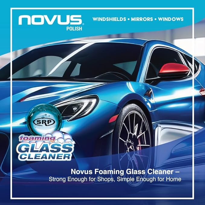 NOVUS 1802 | Glass Cleaner Spray | Powerful Foaming Glass Cleaner, Streak-Free Shine for Home and Auto | Safe for All Glass Surfaces | 19 Ounces (1 Pack) |