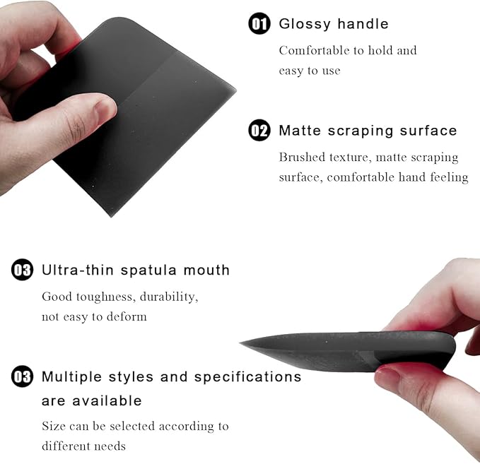 5 in 1 Rubber Squeegee Kit, Anti-Scratch Flexible Soft Matte TPU Coating Scraper Kit, Small Tint Squeegee Water Blade Scraper for Paint Protection Film Household Cleaning (Black)