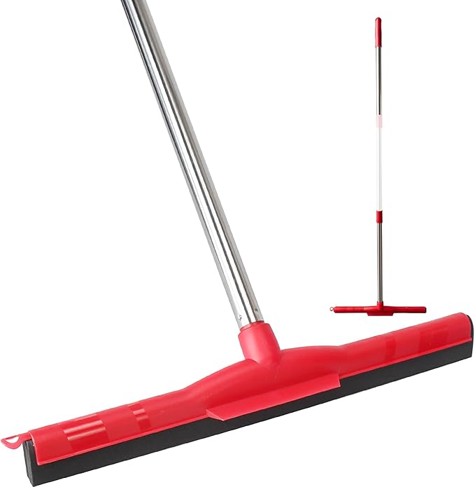 Water Broom & Floor Squeegee Scrubber with 51" Adjustable Pole & EVA Foam Blade – Indoor/Outdoor Use for Garage, Patio, Bathroom, Tile, Marble