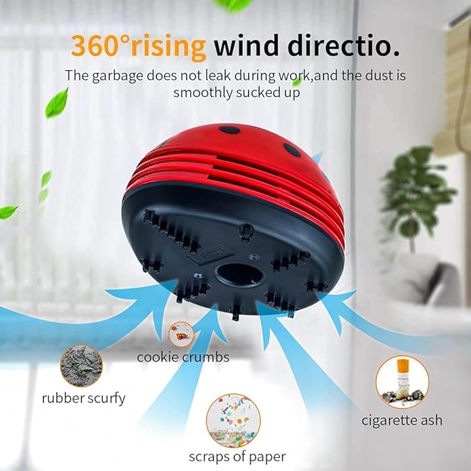 Cute Portable Cartoon Mini Desktop Vacuum Desk Dust Cleaner (Red)