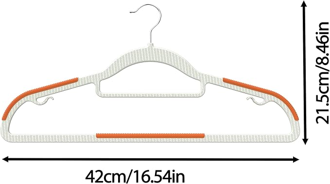 60 Pack Heavy Duty Plastic Hangers, Non Slip Clothes Hangers with Rubber Pads and 360° Hook - Thin Space Saving Hanger, Closet Organizer for Shirt, Pants, Suit, Skirt, Coat - Orange