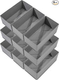 Bructhun Sock Drawer Organizer 9 Pack - Collapsible Fabric Storage Bins for Underwear Divider, Small Closet Organizers with 9 Compartments, Gray