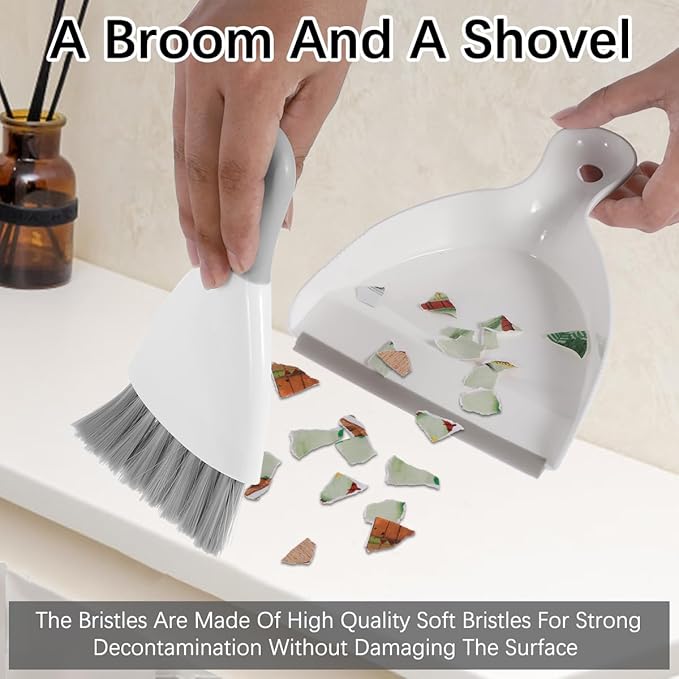 Mini Dustpan and Brush Set Portable Table Top Cleaning Brush and Dustpan Set Dining Table Crumb Sweeper with Soft Bristles Multipurpose Desktop Keyboard Cleaning Tools for Home Office