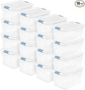 Sterilite 16 Pack Latching Box, 64 Qt Plastic Storage Container, Stackable Large Home or Office Tote Organizers with Secure Lids, White